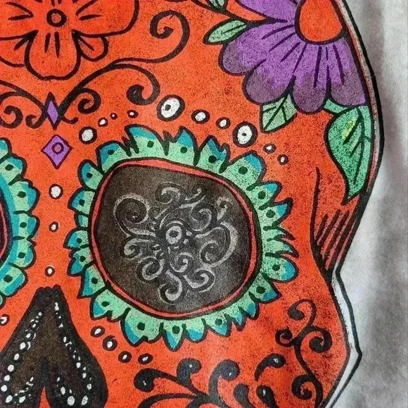 Skull graphic print short sleeve tee casual t-shirt size medium - Picture 5 of 8